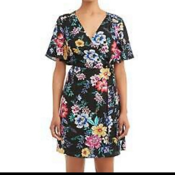Time & Tru Floral Boho Summer Casual Wrap Dress - Picture 1 of 6